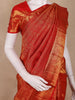 Tomato Red Floral Zari Woven Design Pure Kanchipuram Silk Saree