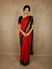 Tomato Red Butta Woven Design Pure Kanchipuram Silk Saree with Contrast  Peacock Motif Zari Border