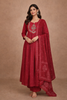 Queen Pink Floral Embroidered Cotton Salwar Suit With Dupatta