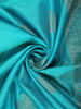 Turquoise Aqua Blue Floral Butta Zari Woven Design Pure Kanchipuram Silk Saree with Zari Border