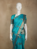 Turquoise Aqua Blue Floral Butta Zari Woven Design Pure Kanchipuram Silk Saree with Zari Border