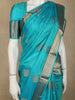 Turquoise Aqua Blue Floral Butta Zari Woven Design Pure Kanchipuram Silk Saree with Zari Border
