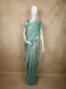 Turquoise Blue Butta Embroidered Design Pure Organza Saree with Scalloped Border
