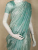 Turquoise Blue Butta Embroidered Design Pure Organza Saree with Scalloped Border