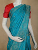 Turquoise Blue Butta Woven Design Pure Kanchipuram Silk Saree with Zari Border