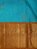 Turquoise Blue Butta Zari Woven Design Pure Kanchipuram Silk Saree with Contrast Zari Border