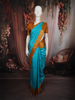 Turquoise Blue Butta Zari Woven Design Pure Kanchipuram Silk Saree with Contrast Zari Border