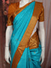 Turquoise Blue Butta Zari Woven Design Pure Kanchipuram Silk Saree with Contrast Zari Border