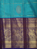 Turquoise Blue Checked Zari Woven Design Pure Kanchipuram Silk Saree with Contrast Zari Border
