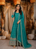 Turquoise Blue Floral Butta Sequins and Zari Embroidered Design Georgette Anarkali Salwar Suit with Matching Dupatta