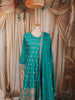 Turquoise Blue Floral Butta Sequins and Zari Embroidered Design Georgette Anarkali Salwar Suit with Matching Dupatta