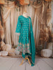 Turquoise Blue Floral Butta Sequins and Zari Embroidered Design Georgette Anarkali Salwar Suit with Matching Dupatta