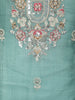 Turquoise Blue Floral Sequins Embroidered Tissue Silk Sharara Suit With Dupatta