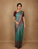 Turquoise Blue Floral Woven Pure Kanchipuram Silk Saree