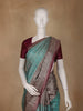 Turquoise Blue Floral Woven Pure Kanchipuram Silk Saree