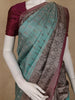 Turquoise Blue Floral Woven Pure Kanchipuram Silk Saree