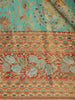 Turquoise Blue Floral Zari Woven Design Pure Kanchipuram Silk Saree with Contrast Zari Border