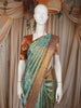 Turquoise Blue Floral Zari Woven Design Pure Kanchipuram Silk Saree with Contrast Zari Border