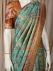Turquoise Blue Floral Zari Woven Design Pure Kanchipuram Silk Saree with Contrast Zari Border