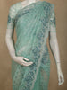 Turquoise Blue Geometric Sequins Embroidered Design Net Designer Saree with Floral Border