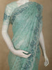 Turquoise Blue Geometric Sequins Embroidered Design Net Designer Saree with Floral Border