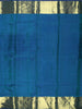 Turquoise Blue Geometric Zari Woven Design Pure Kanchipuram Silk Bridal Saree with Contrast Navy Blue Zari Border