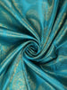 Turquoise Blue Geometric Zari Woven Design Pure Kanchipuram Silk Bridal Saree with Contrast Navy Blue Zari Border