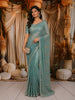 Turquoise Blue Heavy Stone Embellished Design Pure Organza Party Wear Saree with Designer Border