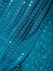 Turquoise Blue Heavy Thread and Mirror Embroidered Design Crepe Party Wear Palazzo Suit with Matching Draped Dupatta
