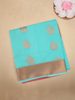 Turquoise Blue Leaf Butta Design Silk Cotton Saree with Contrast Zari Border