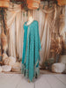 Turquoise Blue Leaf Mirror and Zari Embroidered Design Georgette Long Anarakli Gown with Matching Dupatta