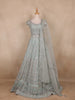 Turquoise Blue Sequins And Beads Embroidered Net Bridal Lehenga Set With Dupatta - Diadem