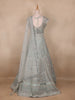 Turquoise Blue Sequins And Beads Embroidered Net Bridal Lehenga Set With Dupatta - Diadem