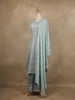 Turquoise Green Sequins Embroidered Georgette Palazzo Suit