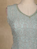 Turquoise Green Sequins Embroidered Georgette Palazzo Suit