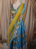 Turquoise Blue Stone Embellished Design Georgette Lehenga with Contrast Dupatta