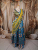 Turquoise Blue Stone Embellished Design Georgette Lehenga with Contrast Dupatta