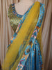 Turquoise Blue Stone Embellished Design Georgette Lehenga with Contrast Dupatta