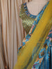 Turquoise Blue Stone Embellished Design Georgette Lehenga with Contrast Dupatta