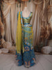 Turquoise Blue Stone Embellished Design Georgette Lehenga with Contrast Dupatta