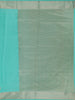 Turquoise Blue Striped Zari Butta Woven Design Semi Banarasi Saree with Contrast Border