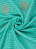 Turquoise Blue Striped Zari Butta Woven Design Semi Banarasi Saree with Contrast Border