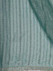 Turquoise Blue Vertical Striped Beads Embroidered Design Pure Tissue Silk Party Wear Saree with Designer Border