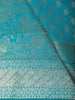 Turquoise Blue Zari Butta Design Banarasi Silk Saree with Silver Zari Woven Border