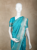 Turquoise Blue Zari Butta Design Banarasi Silk Saree with Silver Zari Woven Border