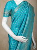 Turquoise Blue Zari Butta Design Banarasi Silk Saree with Silver Zari Woven Border