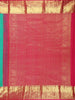 Turquoise Green Butta Zari Woven Design Pure Kanchipuram Silk Saree with Contrast Floral Zari Border