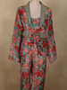Turquoise Green Floral Printed Design Crepe Suit for Women