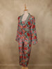Turquoise Green Floral Printed Design Crepe Suit for Women