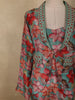 Turquoise Green Floral Printed Design Crepe Suit for Women